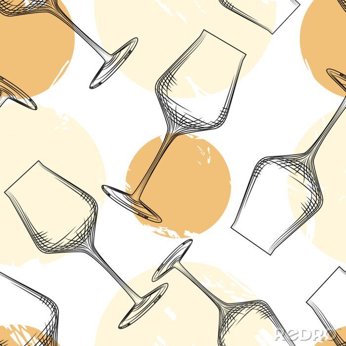 Papier peint à motif  Wine glass seamless pattern. Empty wine glass backdrop.
