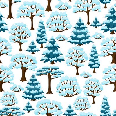 Winter seamless pattern with abstract stylized trees