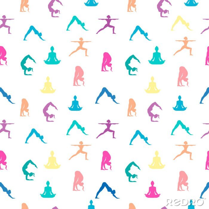 Papier peint à motif  Women in yoga pose seamless pattern background
