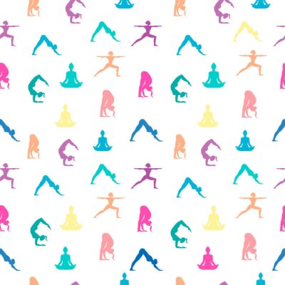 Papier peint à motif  Women in yoga pose seamless pattern background