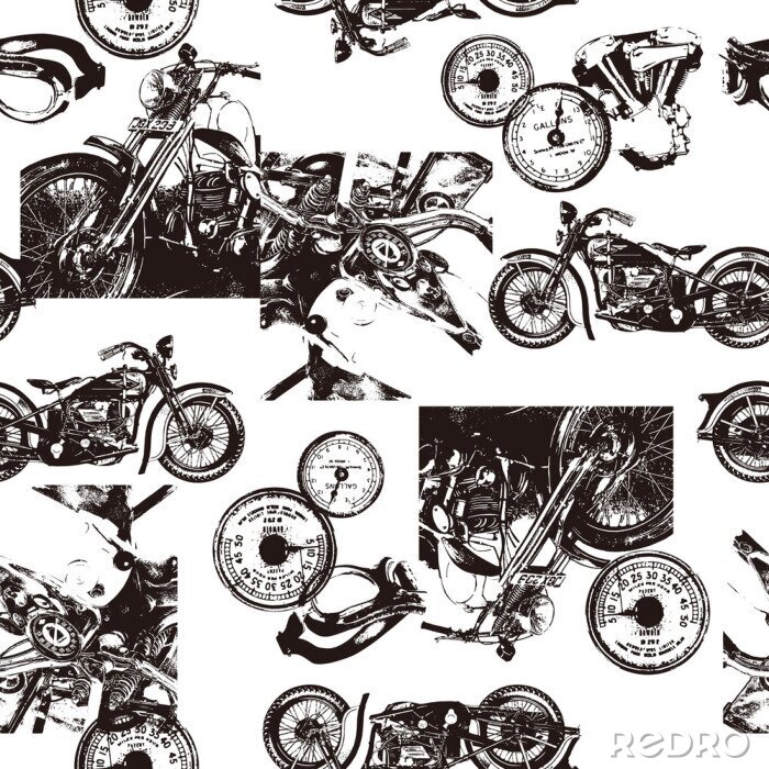 Papier peint à motif  古いオートバイのパターン,
