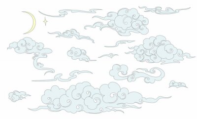 Papier peint à motif  Ensemble de nuages ​​dans le style chinois