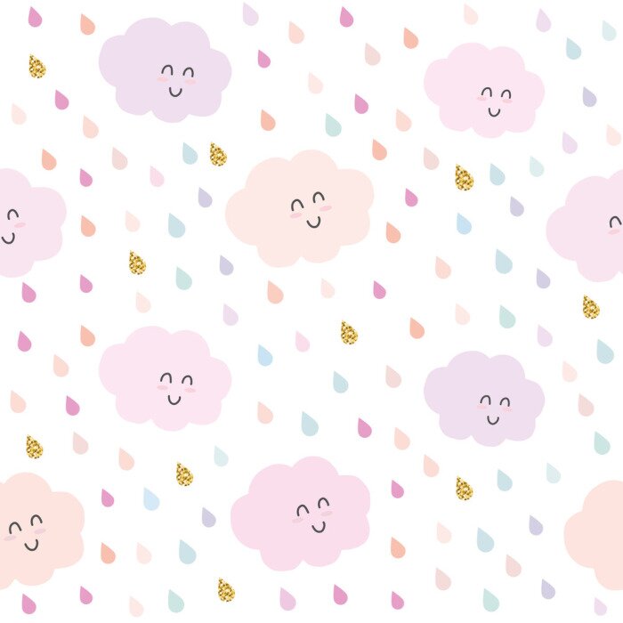 Papier peint à motif  Heureux nuages ​​pluvieux