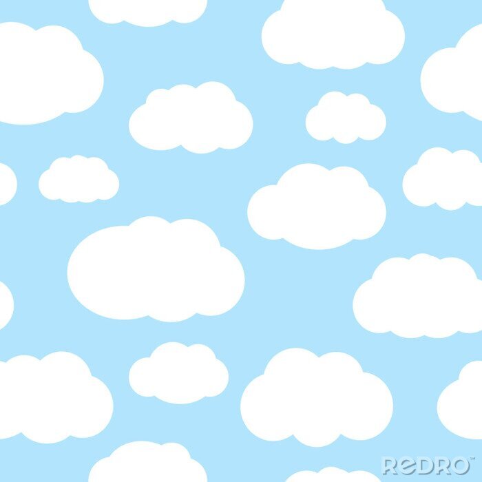 Papier peint à motif  Nuages ​​sur le motif de vecteur transparente ciel bleu