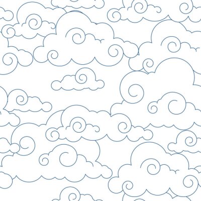 Papier peint à motif  Seamless nuages ​​stylisés