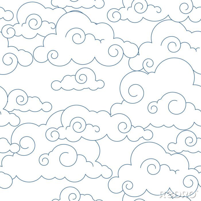 Papier peint à motif  Seamless nuages ​​stylisés