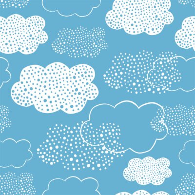 Papier peint à motif  Seamless pattern de nuages ​​doodle dessinés à la main