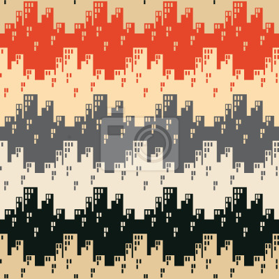 Papier peint à motif  Zigzag Villes classique