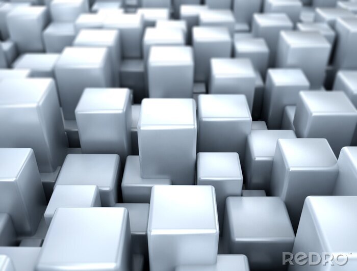 Papier peint  3D cubes en gris métallique