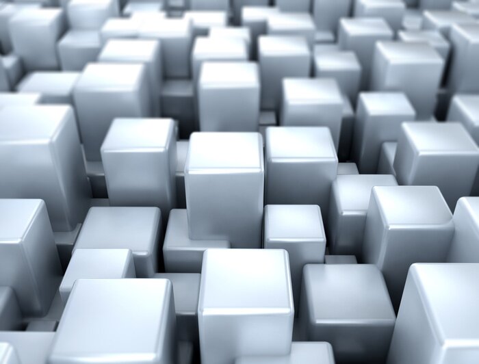 Papier peint  3D cubes en gris métallique