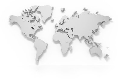 Papier peint  3D de la carte du monde isolé avec chemin de détourage