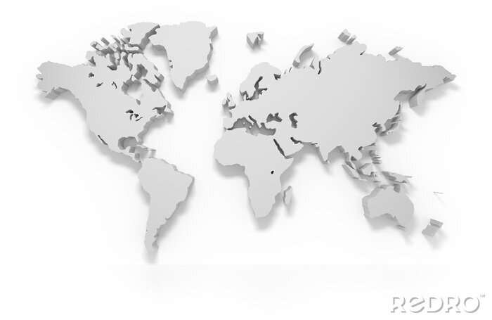 Papier peint  3D de la carte du monde isolé avec chemin de détourage