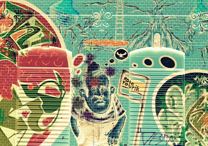 Papier peint  3D graffiti sur un mur