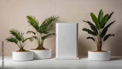 Papier peint  3D illustration Set of plants in pots Strelitzia palm and Dracaena
