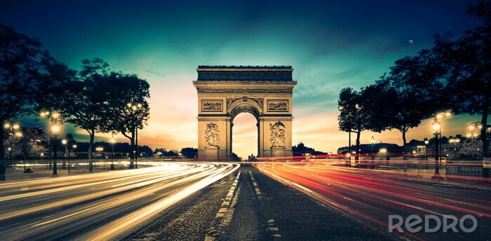 Papier peint  3D Paris et l'Arc de Triomphe
