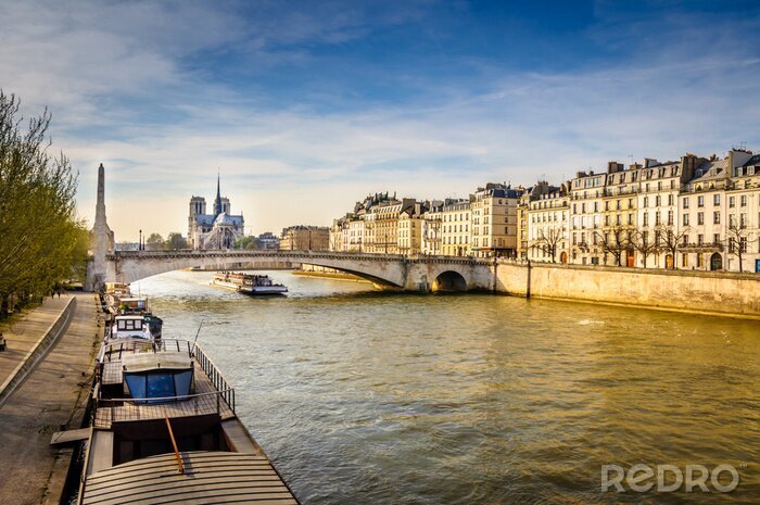 Papier peint  3D Paris et la Seine au coucher du soleil