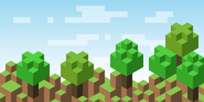 Papier peint  3d voxel landscape illustration. Abstract background