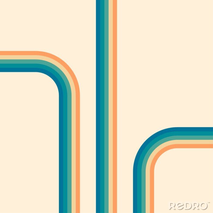 Papier peint  70s, 1970 abstract vector stock retro lines background. Vector illustration.