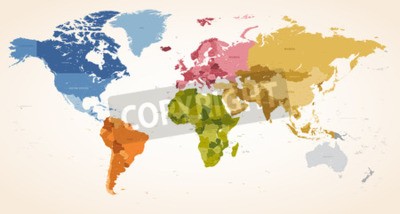 Papier peint  A Couleurs Vintage High Detail vector Carte illustration de la carte du monde entier.