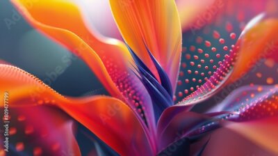 Papier peint  A labyrinth of dotted veins guides seekers to the heart of the Strelitzia's tranquility.