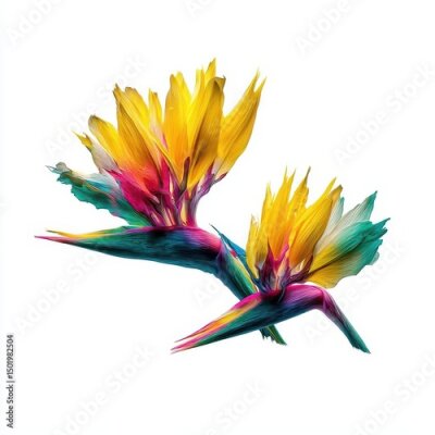 Papier peint  A lone exotic tropical flower, the Strelitzia reginae is commonly referred to as the bird of paradise