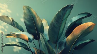 Papier peint  A natural, sustainable, green houseplant with leaves represents a garden hobby, agro decoration, growth, and ecology. This floral strelitzia nicolai symbolizes greenery, botany, and horticulture