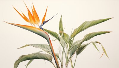 Papier peint  A Strelitzia - Bird of Paradise isolated, white background