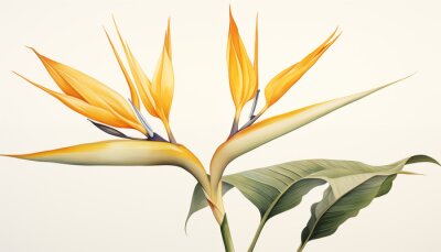Papier peint  A Strelitzia - Bird of Paradise isolated, white background