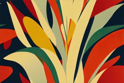 Papier peint  Abstract art seamless pattern. Tropical exotic ornament of strelitzia flowers. Bright summer orange floral motif. 2d illustrated graphics