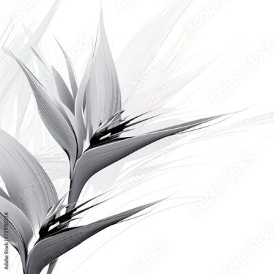 Papier peint  Abstract Bird of Paradise (Royal strelitzia) petals, black and white illustration. Illustration for design, for paintings