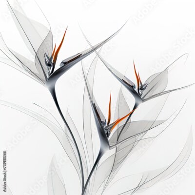 Papier peint  Abstract Bird of Paradise (Royal strelitzia) petals, black and white illustration. Illustration for design, for paintings