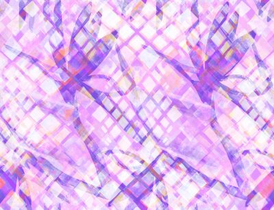 Papier peint  Abstract botanical seamless pattern. Stylized royal strelitzia flowers painted in pastel pink shades with irregular rhombus geometric texture for modern textile and surface design