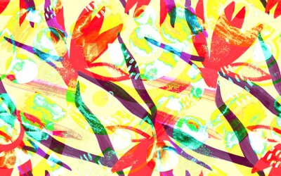 Papier peint  Abstract botanical seamless tropical pattern with stylized royal strelitzia flowers for summer textile and surface design