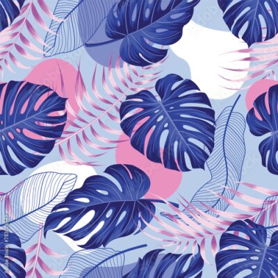 Papier peint  Abstract Floral seamless pattern with leaves. tropical background