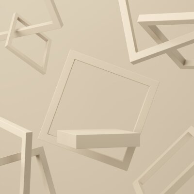 Papier peint  Abstract mock up scene minimal concept beige color with geometry shape podium background for product presentation. 3d rendering