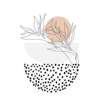 Papier peint  Abstract one line art tropical flower poster design