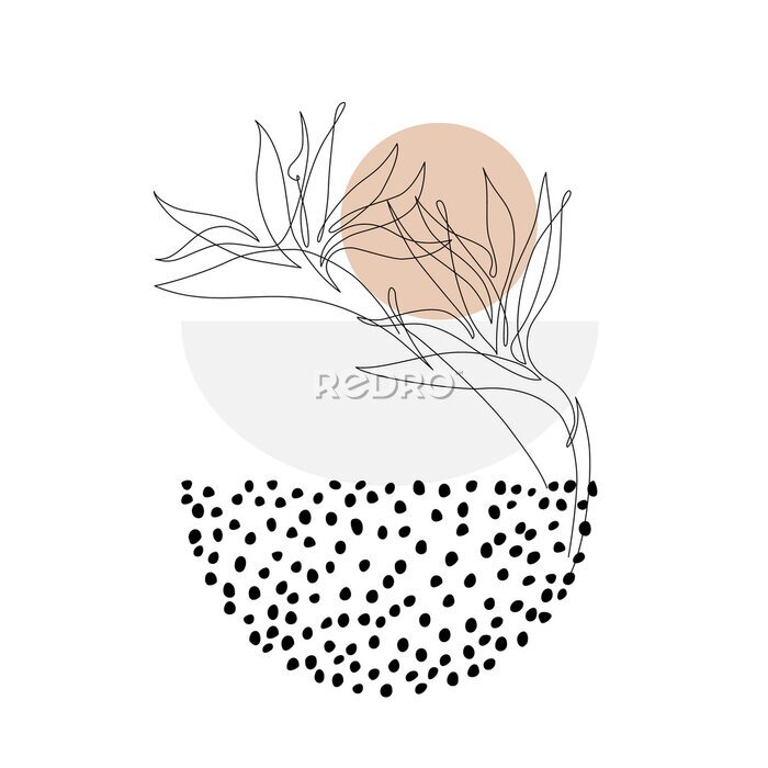 Papier peint  Abstract one line art tropical flower poster design