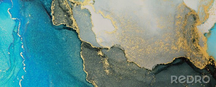 Papier peint  Abstract painting blots background. Marble texture. Alcohol ink colors.