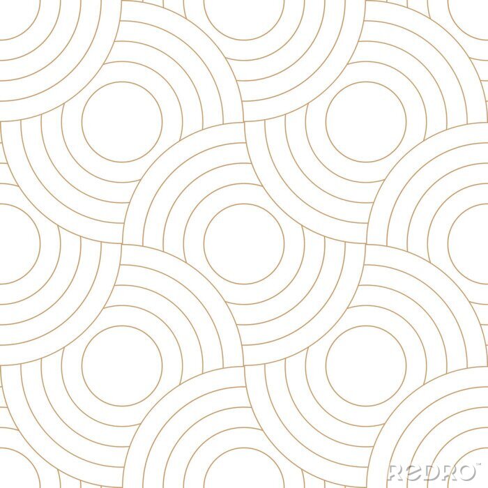 Papier peint  Abstract retro pattern of geometric shapes. Golden mosaic backdrop. Geometric wave of circles  background, vector