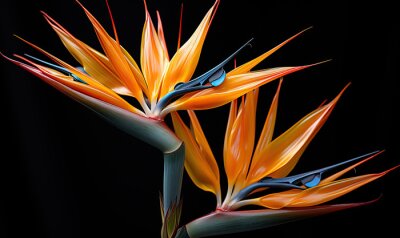 Papier peint  Abstract strelitzia flower on a dark background.