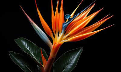 Papier peint  Abstract strelitzia flower on a dark background.