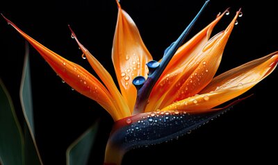 Papier peint  Abstract strelitzia flower on a dark background.