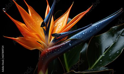 Papier peint  Abstract strelitzia flower on a dark background.