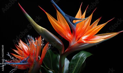 Papier peint  Abstract strelitzia flower on a dark background.