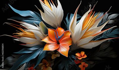 Papier peint  Abstract strelitzia flower on a dark background.