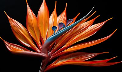 Papier peint  Abstract strelitzia flower on a dark background.
