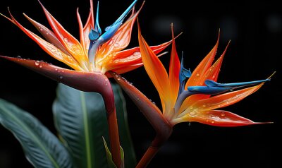 Papier peint  Abstract strelitzia flower on a dark background.