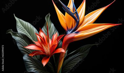 Papier peint  Abstract strelitzia flower on a dark background.