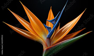 Papier peint  Abstract strelitzia flower on a dark background.