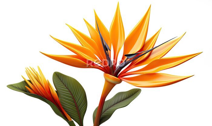 Papier peint  Abstract strelitzia flower on a white background.